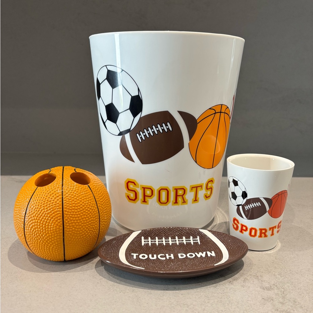 Boys Sports Themed Bathroom Accessories Set